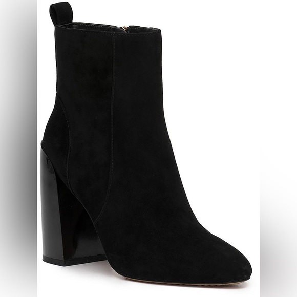 Vince Camuto Shoes - Vince Camuto Enverna Black Suede Ankle Boots Booties - Patent 3"  Heel - Size 6